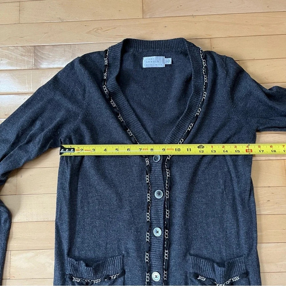 Jodi Arnold For The Limited Career Gray Cardigan Size Small Metal Chain Satin - Picture 7 of 8